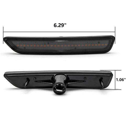 2x Smoked Lens Amber / White LED Front Side Marker Light Lamp Kit for Ford Mustang 2010-2014, Direct Replace, Super Bright 27-SMD