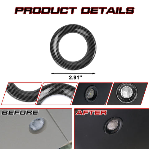 2Pcs Carbon Fiber Style Tailgate Reading Light Ring For Grand Cherokee 2011-2020