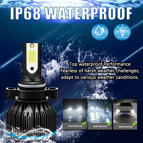 8000K Ice Blue LED Headlight Bulb All-in-One Conversion High Low Beam Kit, 6000LM Super Bright Fog Light Replacement