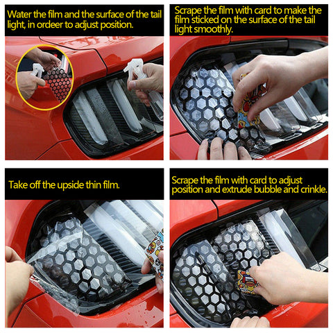 for Ford Mustang 2015-2019 Rear Tail light Lamp Honeycomb Sticker Vinyl Decal Trim, Car Exterior Accessories