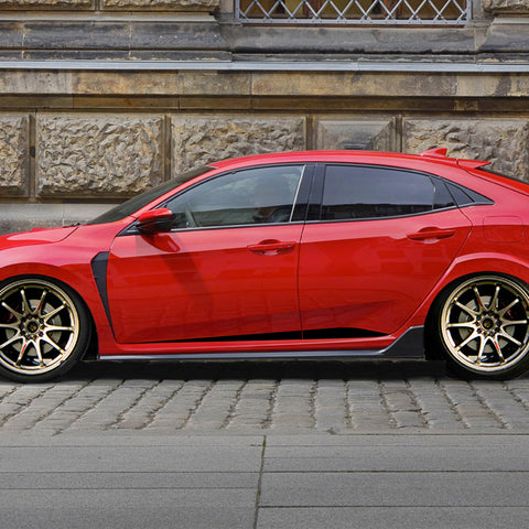 Car Side Skirt Stripe Vinyl Sticker Lower Door Panel Decal Molding Trim for Honda Civic 2016-2021, Black/Red