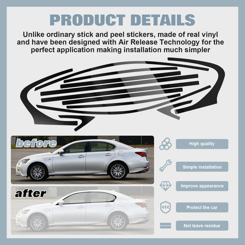 12x Chrome Blackout Delete Window Precut Wrap Cover Decal For Lexus GS350 GS450h