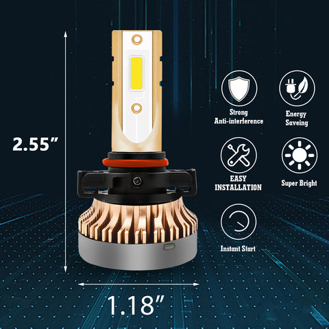 H16 5202 PSX24W LED Fog Driving Light Bulb with Super Bright COB LED Chips Replace for Daytime Running Light DRL Fog Light Lamp Bulbs, 3000K Golden Yellow