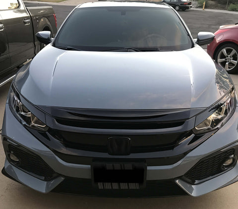 Glossy Black ABS Front Bumper Grille Strip Panel Molding For Civic 2016-2021