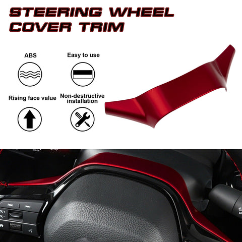 Sporty Red Steering Wheel Upper Overlay Cover For Honda Civic 11th Gen 2022-up