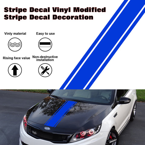 3X Blue KK Vinyl Front Hood Bumper Fender Trunk Stripe Stickers Decal For Car