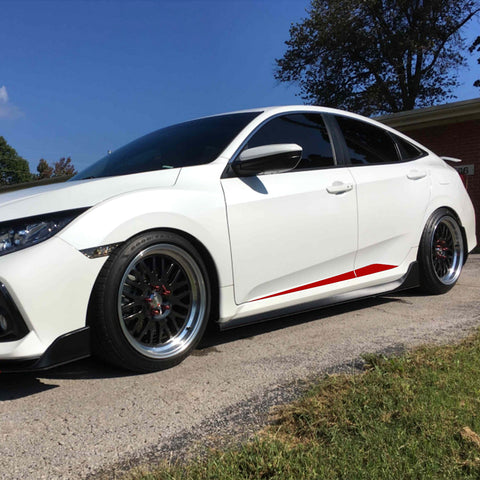 Car Side Skirt Stripe Vinyl Sticker Lower Door Panel Decal Molding Trim for Honda Civic 2016-2021, Black/Red