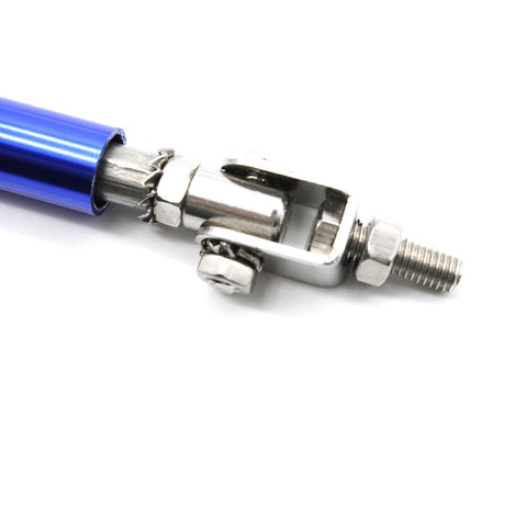 JDM Universal Rear Bumper Canard Diffuser Splitter Valence Spoiler Fin Lip Trim, Glossy Black with Adjustable 6"-9" Support Rod -Blue