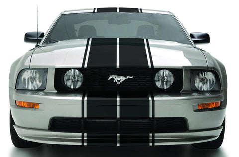 Glossy Black / Black Fluorescent Green Side Double-sided Vinyl Stripe Decal Sporty Sticker for Ford Mustang Hood Roof Rear Trunk