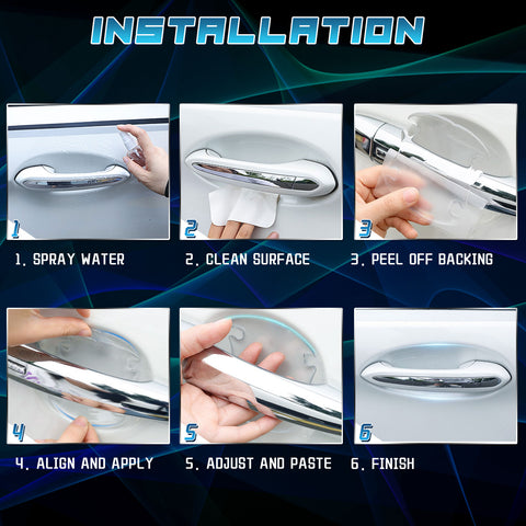 4pcs 3D Transparent Door Handle Protective Film Paint Guard Epoxy Resin Sticker Anti-Scratch Invisible Protection Film Anti-Collision Decal Compatible with Most Cars Trucks SUV