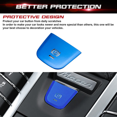 Car Interior Parking Brake P Button Switch Knob,Handbrake Button Frame Decoration Cover Sticker Compatible with Porsche Macan 2014-2021 (Blue)