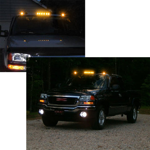 Cab Marker Roof Running Lights Assembly for Chevrolet Silverado 2500HD 3500HD 2007-2020, Amber Trunk LED Cab Roof Marker Light Kit Fit GMC Sierra 2500HD 3500HD 2007-2020