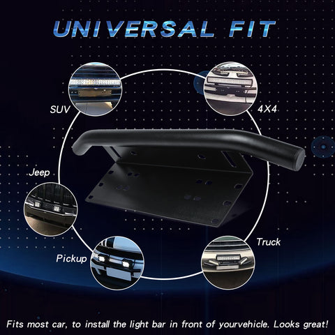 Front Hood Bumper License Plate Bracket Holder Compatible with Most cars, Jeep, Truck, Pickup, SUV, 4x4 -No Drill (Black)