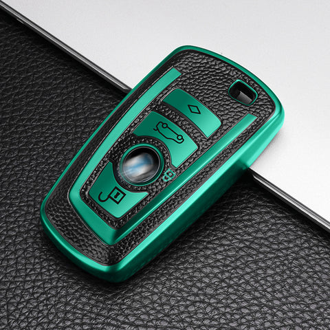 Green Leather TPU Key Fob Case Cover Shell Holder For BMW F12 F20 F21 F30 F31