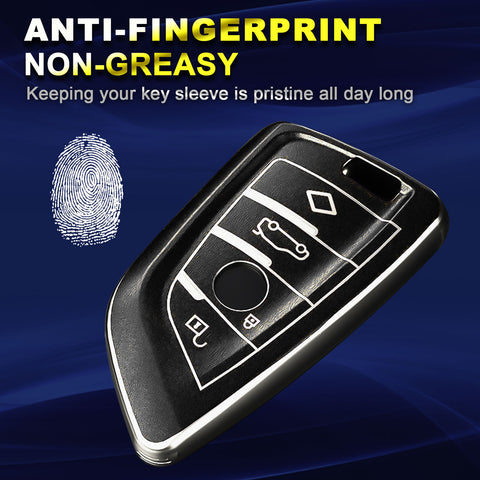 1Pc Black Anti-Fingerprint Remote Control Keyless Cover Case Protector For BMW