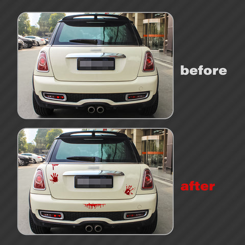 2 Sheets Bloody Dripping Horror Handprint Car Rear Windows Bumper Film Stickers