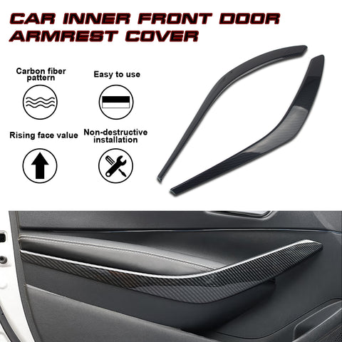 Carbon Fiber Texture Front Side Door Armrest Cover For Toyota Corolla 2020-2023