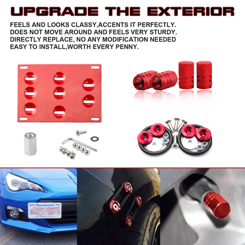 Set Tow Hook License Plate + Air Valve + Release Fastener For Toyota Prius 86