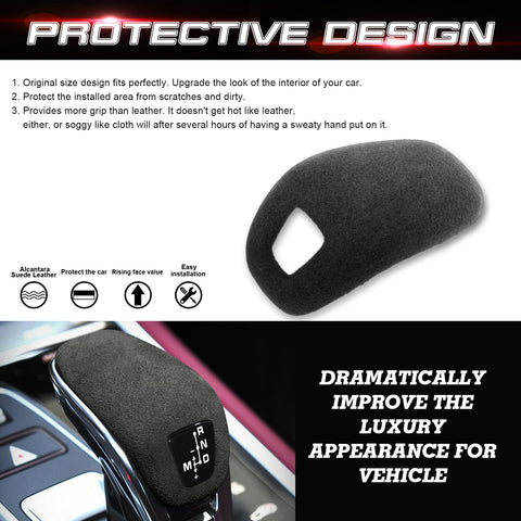 Grey Alcantara Suede Leather Gear Shift Knob Cover For Porsche Panamera 2018-up