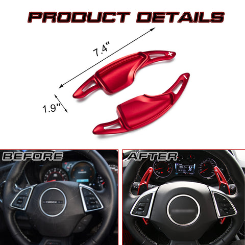 Red Alloy Steering Wheel Extension Paddle Shifter For Chevrolet Corvette Camaro