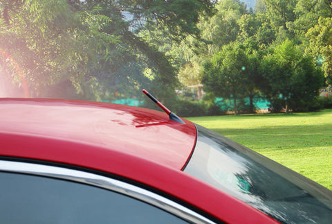 Carbon Fiber Red Aluminum Antenna Roof Hood Mount Mast 4.7'' inch Screw Type AM/FM Radio Car Antenna JDM Replacement Universal Fit