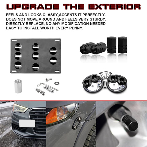 Set Tow Hook License Plate + Air Valve + Release Fastener For Audi A4 A5 S5 A7