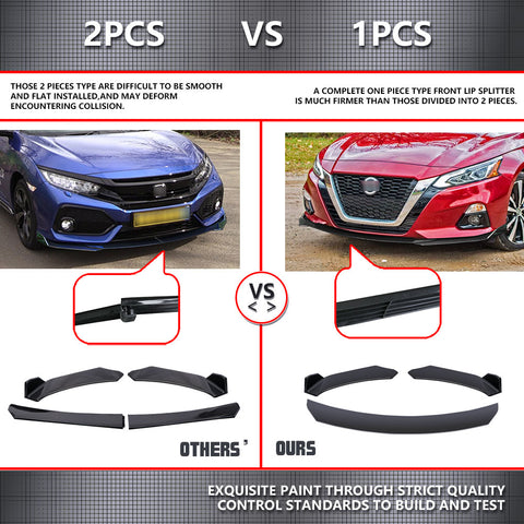 Front Bumper Lip Chin Spoiler Splitter Diffuser Protector Guard Gloss Black 3pcs Universal Fit For Most Cars Auto Front Trim Body Kit