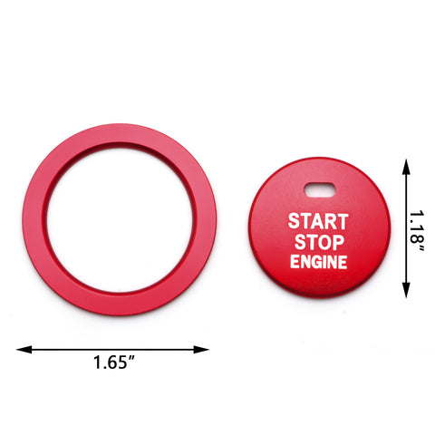 Aluminum Keyless Engine Start Stop Push Button Cover with Surrounding Trim Ring for Toyota Camry 2018 2019 2020, Car Engine Ignition Push Start Button Cap Decoration