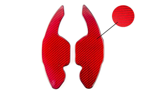 Black/ Red Real Carbon Fiber Steering Wheel Shifter Gear Paddle DSG Extensions For Audi A4L A6L
