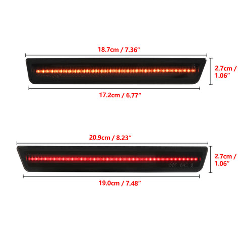 Xotic Tech 4pcs LED Front&Rear Bumper Side Marker Light Lamps OE Fit Compatible with Dodge Challenger 2015-2023, 150-SMD Amber/Red (Part # 68195796AB 68195788 68195789 68195797 etc.)
