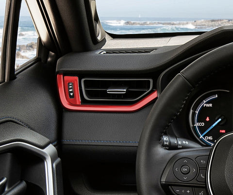 Dashboard Side Air Vent Cover Trims Glossy Red Compatible with Toyota RAV4 2019-2024