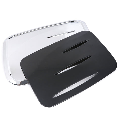 Auto Rear Stainless Steel Fuel Filler Gas Tank Cap Cover Trim For Toyota RAV4 2019-2024, Black & Chrome