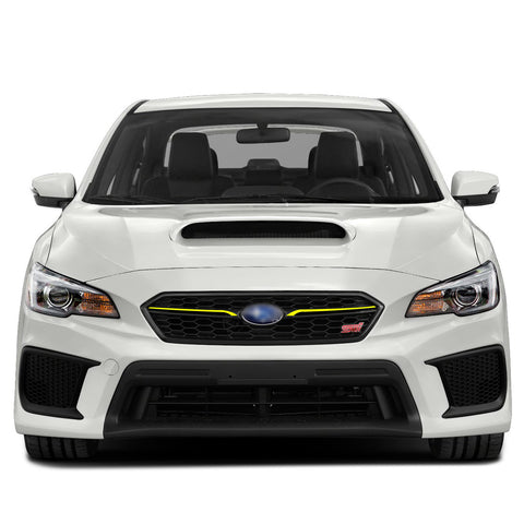 Glossy Red / Fluorescent Yellow Front Grille Pinstripe Vinyl Sticker Trim for Subaru WRX STI 2018 2019 2020, Racing Sport Front Hood Panel Pre-cut Stripe Decal Molding