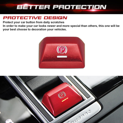 Car Interior Parking Brake P Button Switch Knob,Handbrake Button Frame Decoration Cover Sticker Compatible with Porsche Cayenne Panamera 2018-2021 (Red)