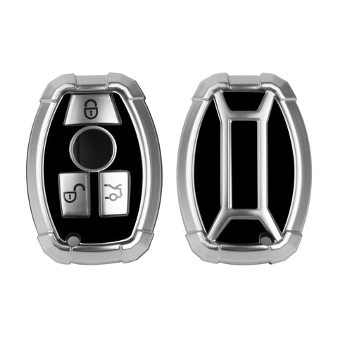 Full Covered Armor Silver TPU Remote Fob Key Cover Shell For Mercedes B C E G SLK