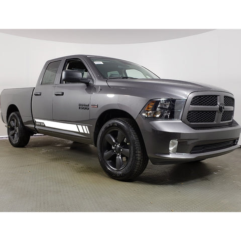2pcs Glossy Black / White Car Side Skirt Stripe Sticker Lower Door Panel Molding Trim Decal for Dodge Ram 2009-2017