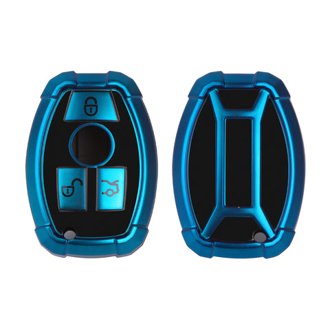 Full Covered Armor Blue TPU Remote Fob Key Cover Shell For Mercedes B C E G SLK