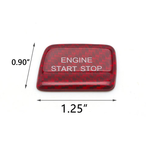 Red Real Carbon Fiber Keyless Engine Start Push Button Cover Trim for Chevrolet Camaro 2016-2024, Sporty Engine Ignition Start Stop Button Cap for Chevrolet Corvette C7 2014-2019