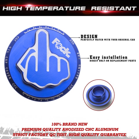 JDM Blue Alloy Screw-In Middle Finger Oil Filler Tank Cap Valve Cover For Toyota