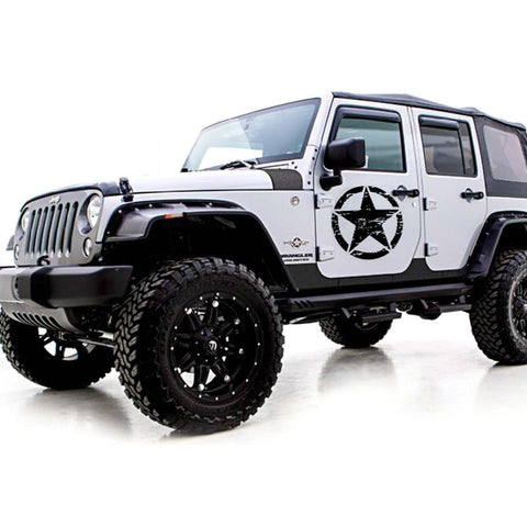 For Jeep Front Hood Sticker - Black/ White/ Yellow Army Military Star Vinyl Graphic Decal for Car Body Trunk Side Fender Door Bumper