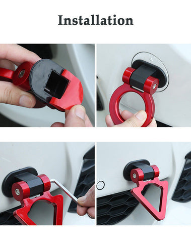 Red Triangle Shape Track Racing Tow Hook Stick Decoration Universal for Car SUV Truck