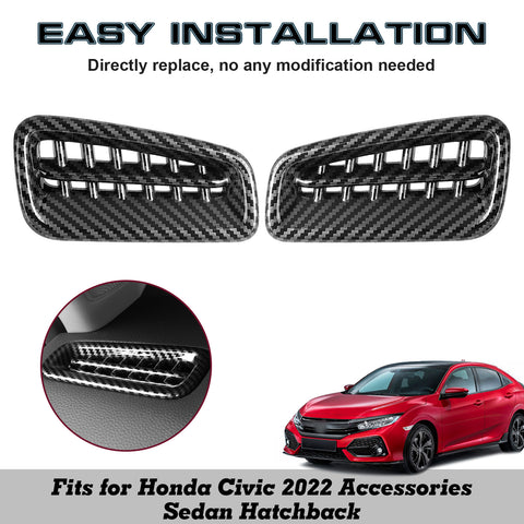 Carbon Fiber Texture Side Air Vent Outlet Overlay Panel Frame For Honda Civic 11th Gen 2022 Sedan Hatchback LX EX EX-L Sport Touring