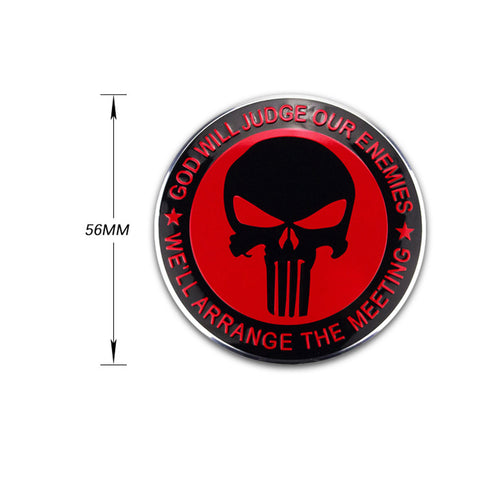 4 x 56.5mm Punisher Rock Skull Emblem Car Wheel Center Cap Decor Cover Sticker