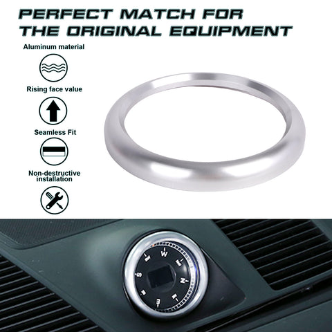 Sliver Alloy Console Dashboard Clock Ring Cover For Porsche 911 Macan Panamera