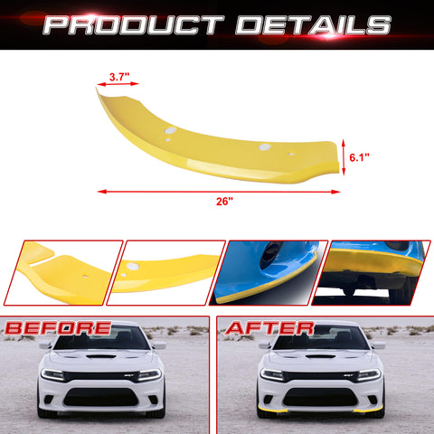 2PCS Exterior Front Bumper Lip Splitter Spoilers Protector Bumper Corner Edge Guard Cover Trim Accessories Compatible With Dodge Charger SRT Hellcat/SRT 392/Scat Pack/RT Scat Pack 2015-2021, Yellow