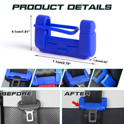 2X Blue Anti-Scratch Car Seat Belt Buckle Clip Protector Safety Cover Universal
