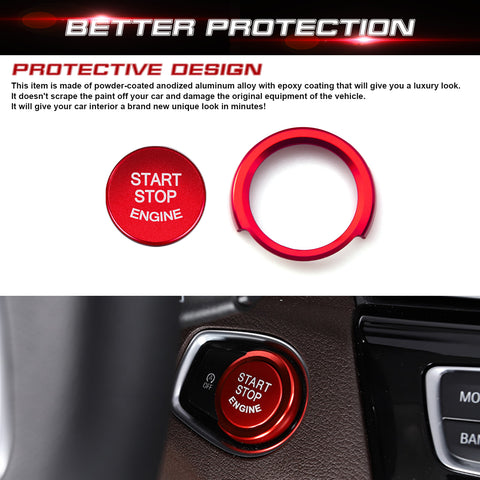 For BMW 1 2 4 2014-up Red Engine Start Stop Ignition Switch Button Ring Cover