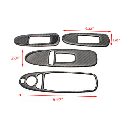 4pcs Carbon Fiber Pattern Car Door Window Lock Panel Frame Cover Window Lift Switch Bezel Trim Driver Passenger Side for Infiniti Q50 Q60 2017-2022