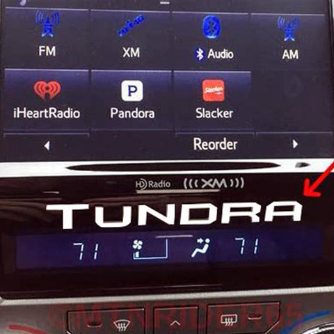 Red / White Dashboard Radio Letter Insert Overlay Vinyl Decal Sticker for Toyota Tundra 2014-2019