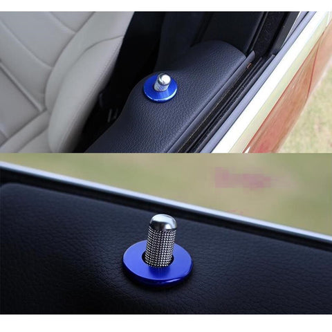 2pcs Aluminum Door Lock Knob Decorative Covers Stickers for Mercedes C E S GLC GLE Class Blue